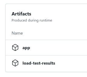 Artifacts on our GitHub Actions job.