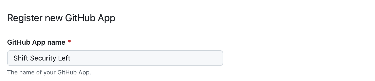 GitHub screenshot showing app name selection.
