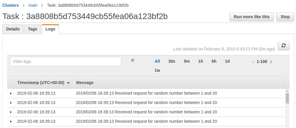 This ECS task received all of our test requests